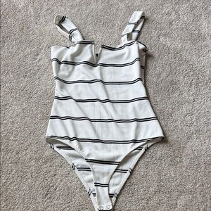 Striped White and Black Bodysuit